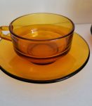 4 tasses Duralex verre orange vintage