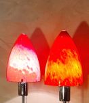 paire de lampe 70s abat jour  pate de verre 51x16 Mid Centur