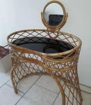 coiffeuse en rotin vintage année 60