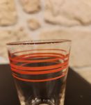 Lot de 10 verres vintage lignes rouges