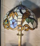 lampe ancienne bronze abat jour style tiffany pate de verre 