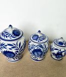 3 pots couverts céramique asiatique vintage