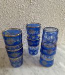6 verres à thé marocains bleus et dorés.