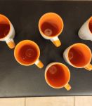Lot 6 tasses orange et blanches – 10 cl – parfait état
