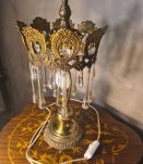 lampe1960 a 70s bronze et laiton a pampilles larmes de verre