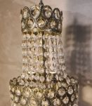 lampe bronze et laiton de table 40x20 a pampilles cristal ve