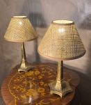 paire lampe regule doré 1960 chevets 35x21 avec abat jour ca