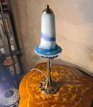 lampe bronze art nouveau tulipe pate de verre signé lumieres