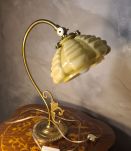 lampe bronze et laiton 1950  abat jour opaline 39x27 elec  f