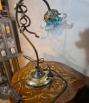 lampe laiton 1975  elec ok superbe tulipe bleu translucide 4