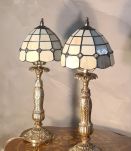 paire de lampes de de chevet regule doréavec abat jour en pa