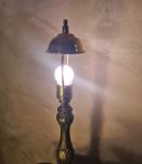 lampe regule patiné et abat jour 1900 opaline blanche moulé 