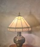 lampe laiton et bronze pied ancien 1900 avec abat jour pate 