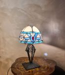 lampe fer forgé ancienne ,1900 a 30 avec abat jour verre vit