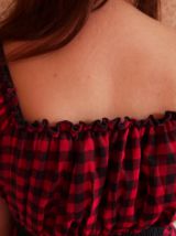 Robe babydoll carreaux fushia noire dentelle T36