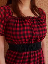 Robe babydoll carreaux fushia noire dentelle T36