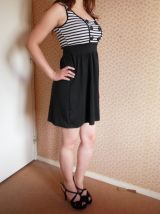 Robe marinière blanc noir boutons T36