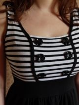 Robe marinière blanc noir boutons T36