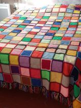 Dessus de lit au crochet, en laine, fait main