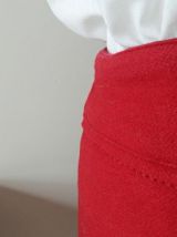 Jupe droite en laine rouge vif lipstick vintage