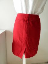 Jupe droite en laine rouge vif lipstick vintage