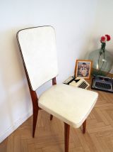 Chaise vintage scandinave blanche et bois pas cher