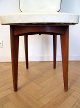 Chaise vintage scandinave blanche et bois pas cher