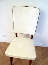 Chaise vintage scandinave blanche et bois pas cher