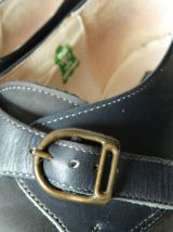 Derbies monk vintage bleu gris cuir véritable GUMA