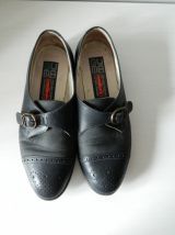 Derbies monk vintage bleu gris cuir véritable GUMA