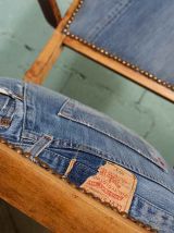 CHAISE BRIDGE "RAFAELA" assise et dossier restaurés jean's Levis 501