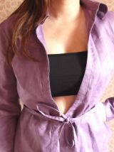 Chemise NAF NAF top cache coeur kimono lacet violet parme T36