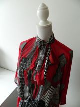 Robe col lavallière patchwork voile vintage 60's 70's