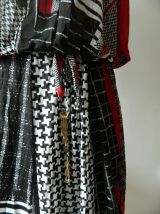 Robe col lavallière patchwork voile vintage 60's 70's