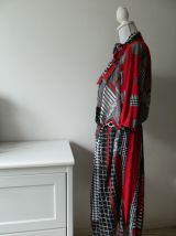 Robe col lavallière patchwork voile vintage 60's 70's