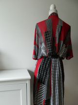 Robe col lavallière patchwork voile vintage 60's 70's