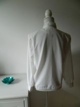 Chemise blanche vintage col à pointes broderies et boutons nacrés