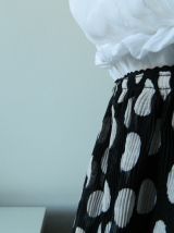 Jupe midi plissée à pois en voile vintage