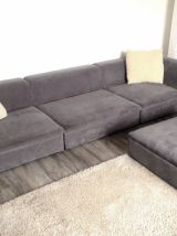Canapé d'angle modulable - Tissu gris - Comme neuf