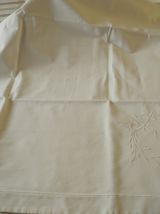 Taie d'oreiller ancienne métis brodée main