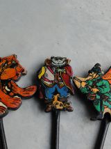 Marionnettes de theatre en bois vintage