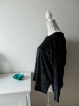 Tee-shirt loose manches longues en velours noir baroque vintage