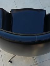 Pur fauteuil vintage années 50/60 SKAÏ noire