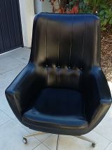 Pur fauteuil vintage années 50/60 SKAÏ noire
