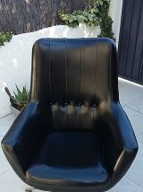 Pur fauteuil vintage années 50/60 SKAÏ noire