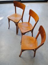 3 Chaises de bistrot Emile Baumann vintage années 50