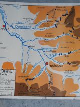 Carte scolaire vintage Rossignol La Garonne , le Rhone et ses affluents