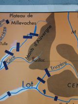 Carte scolaire vintage Rossignol La Garonne , le Rhone et ses affluents