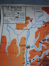 Carte scolaire vintage Rossignol La Garonne , le Rhone et ses affluents