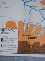 Carte scolaire vintage Rossignol La Garonne , le Rhone et ses affluents